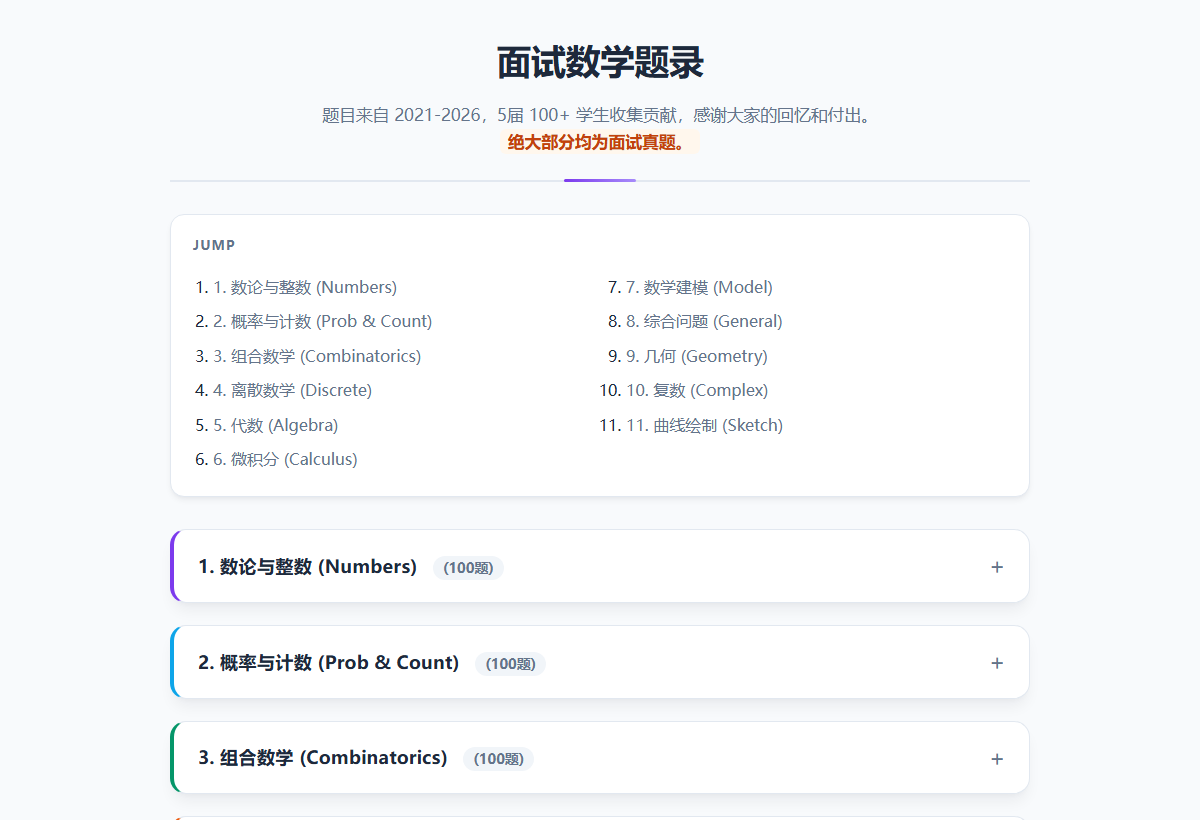 进阶专区 · 面试真题目录(彩蛋见下文)
